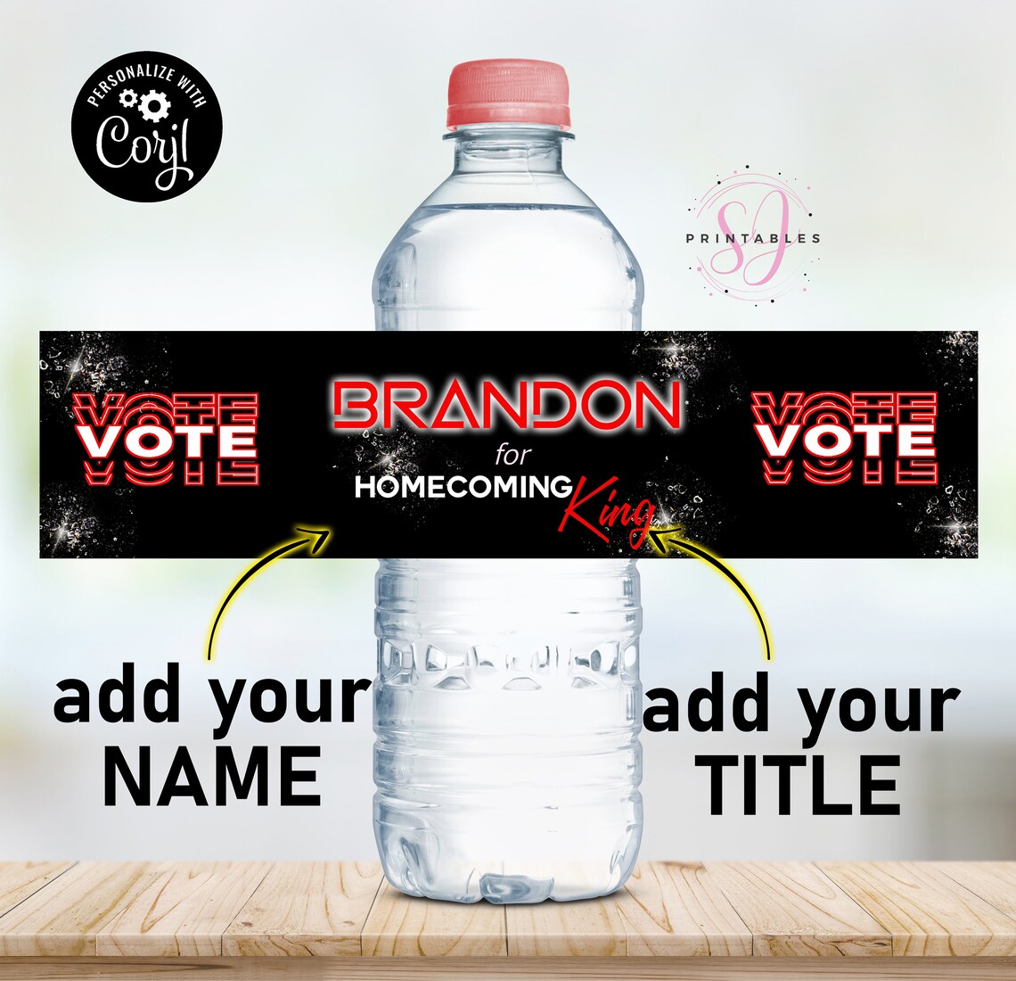 Homecoming VOTE Water Bottle Labels, Any Color, Homecoming King, Queen ...
