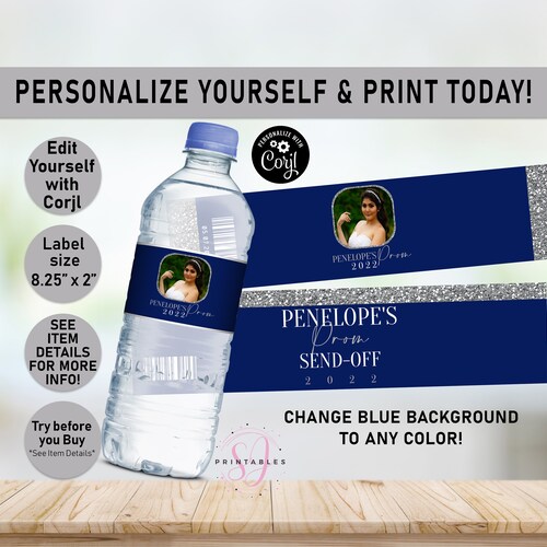 Prom Water Bottle Labels Silver Prom Sendoff Water Bottle Etsy