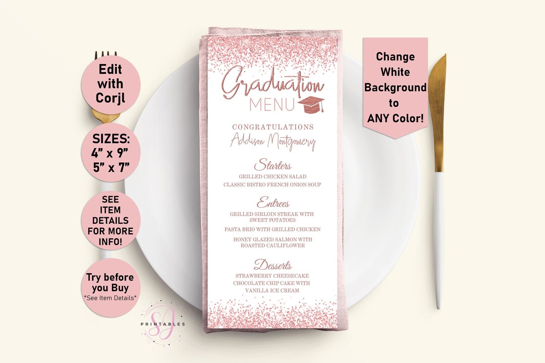 rose-gold-glitter-graduation-menu-graduation-party-menu-rose-gold-printable-menu-template-graduation-dinner-menu-grad-menu-cards-g65-etsy