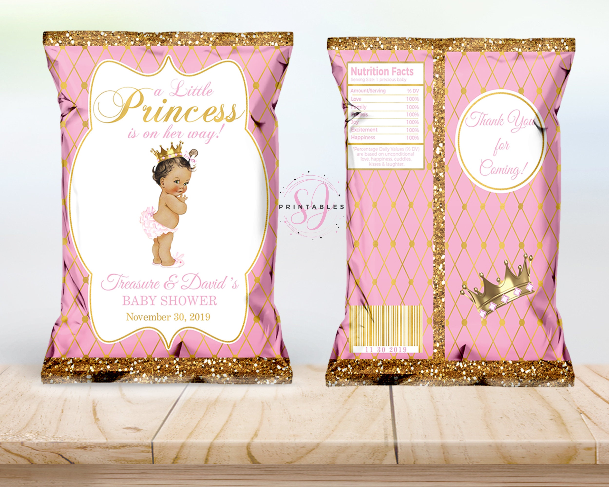 Printable Chip Bags Little Princess on the Way EDITABLE Chip Etsy