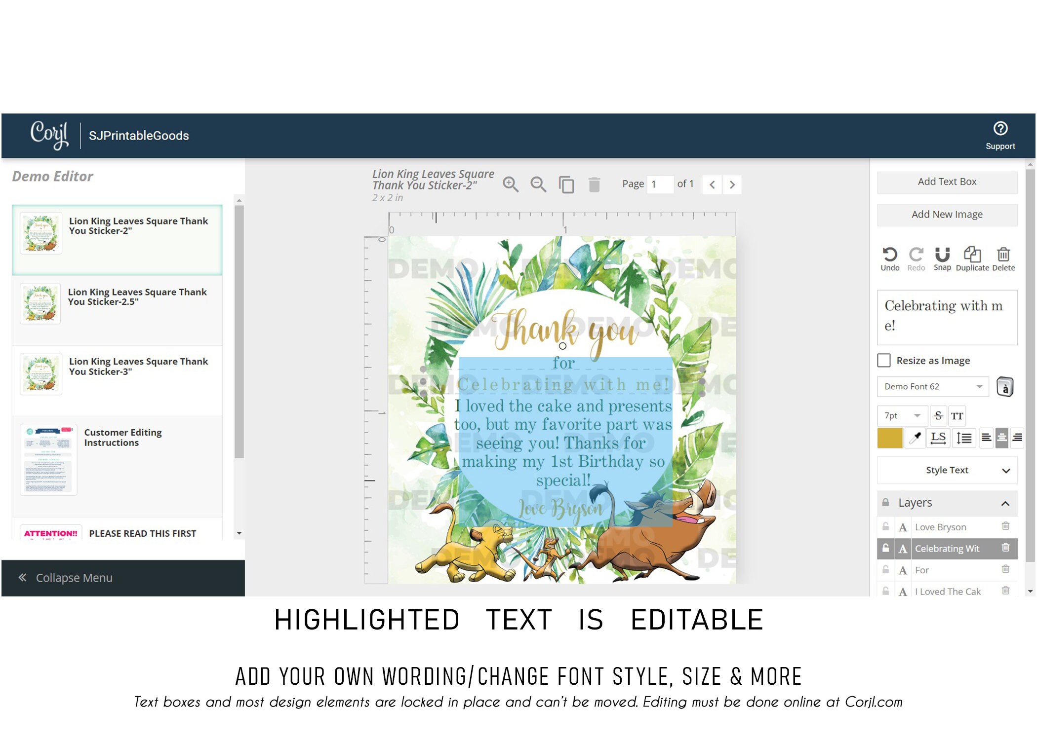 Lion King THANK YOU Favor Stickers the Lion King Stickers Etsy