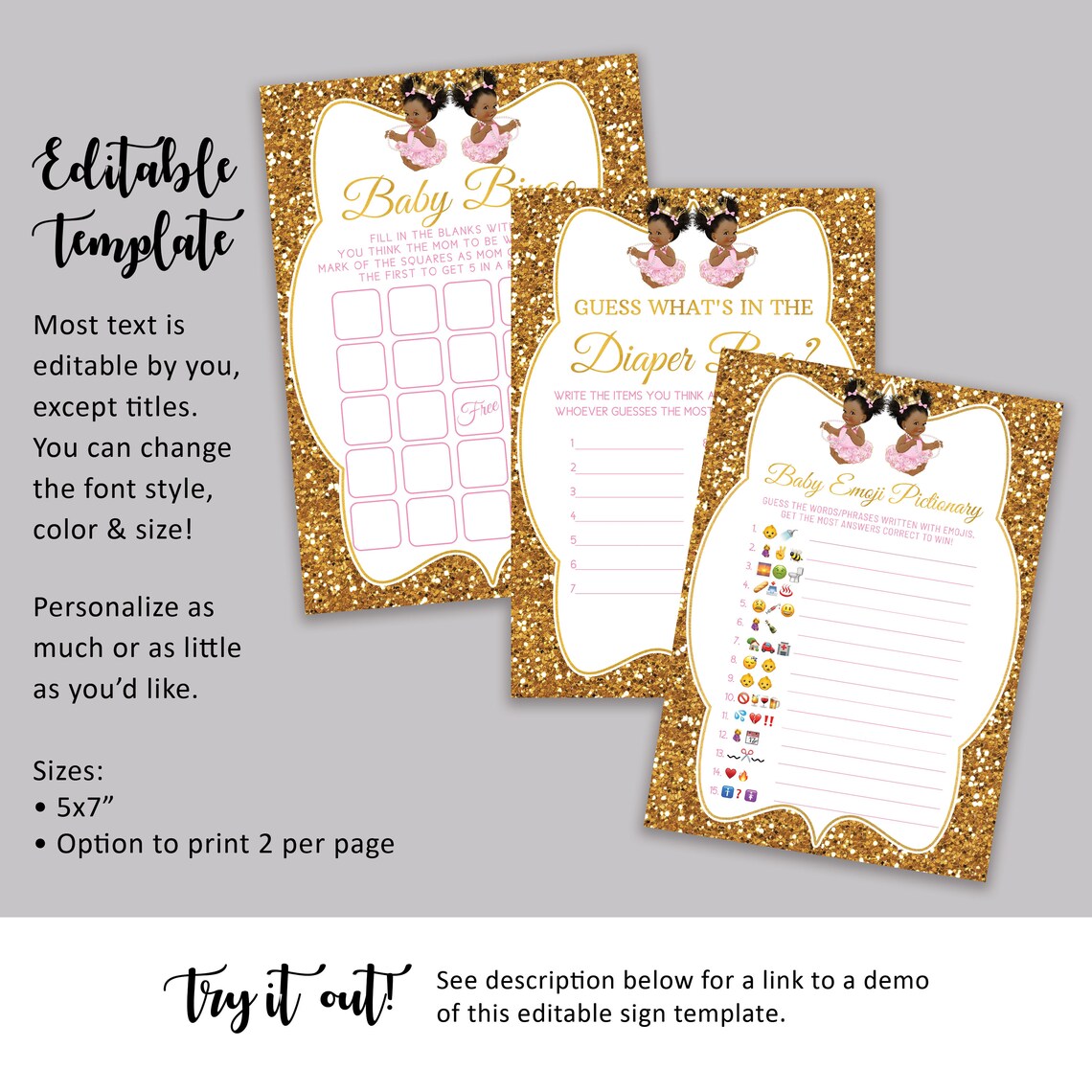 TWINS Baby Shower Games Printable Bundle Oh Baby Princesses - Etsy