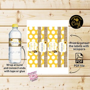 Little Sunflower Water Bottle Label, Sunflower Wrapper, Baby Shower ...