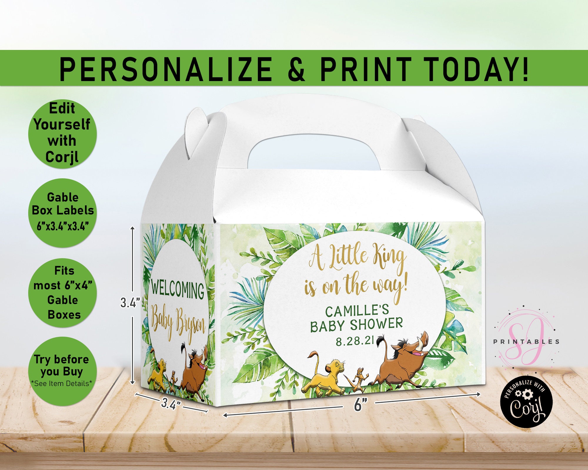 Paper & Party Supplies Labels favor Lion King Baby Shower gable gift