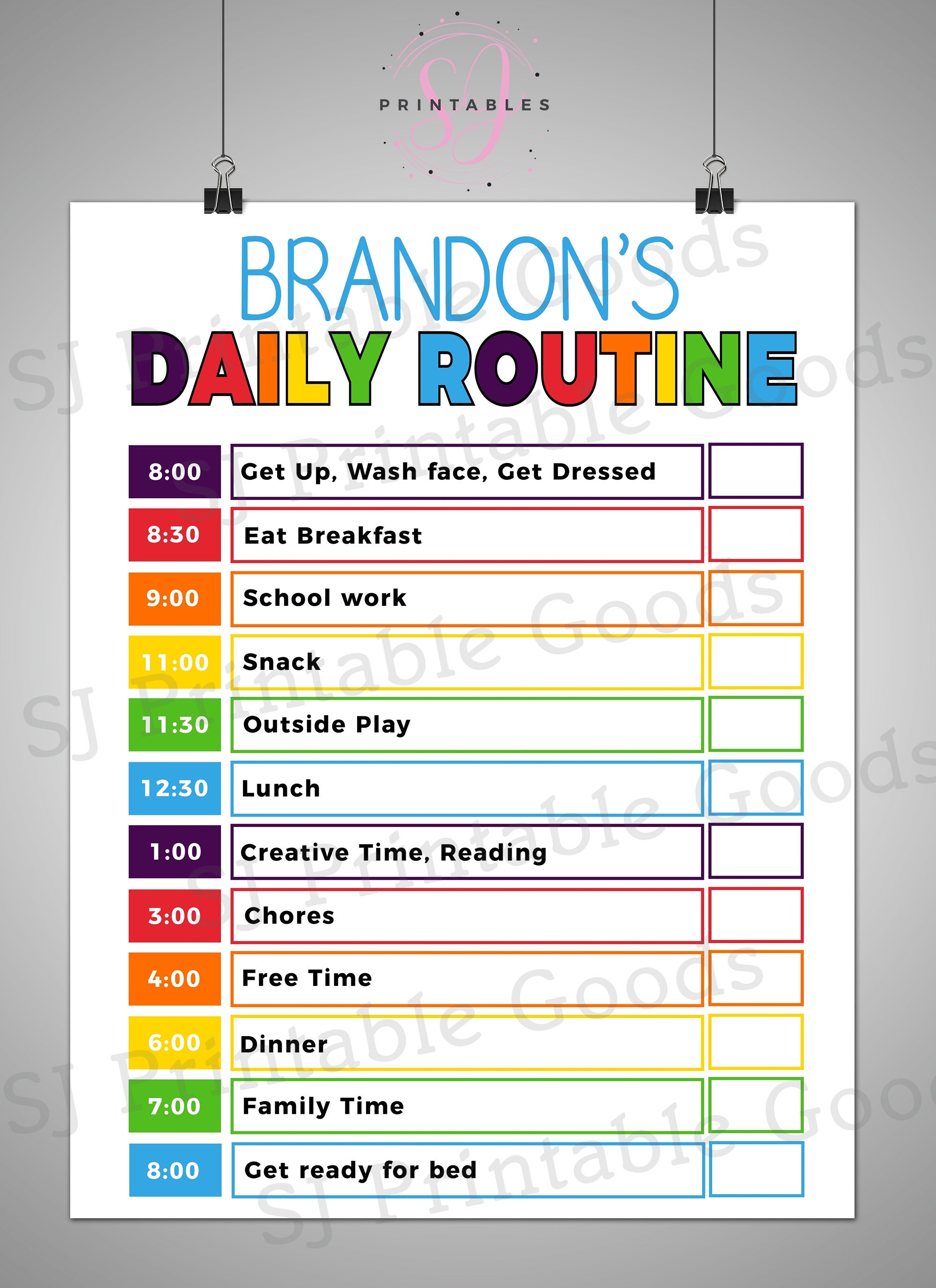 Daily Routine Schedule Bright Color Printable Daily Routine - Etsy