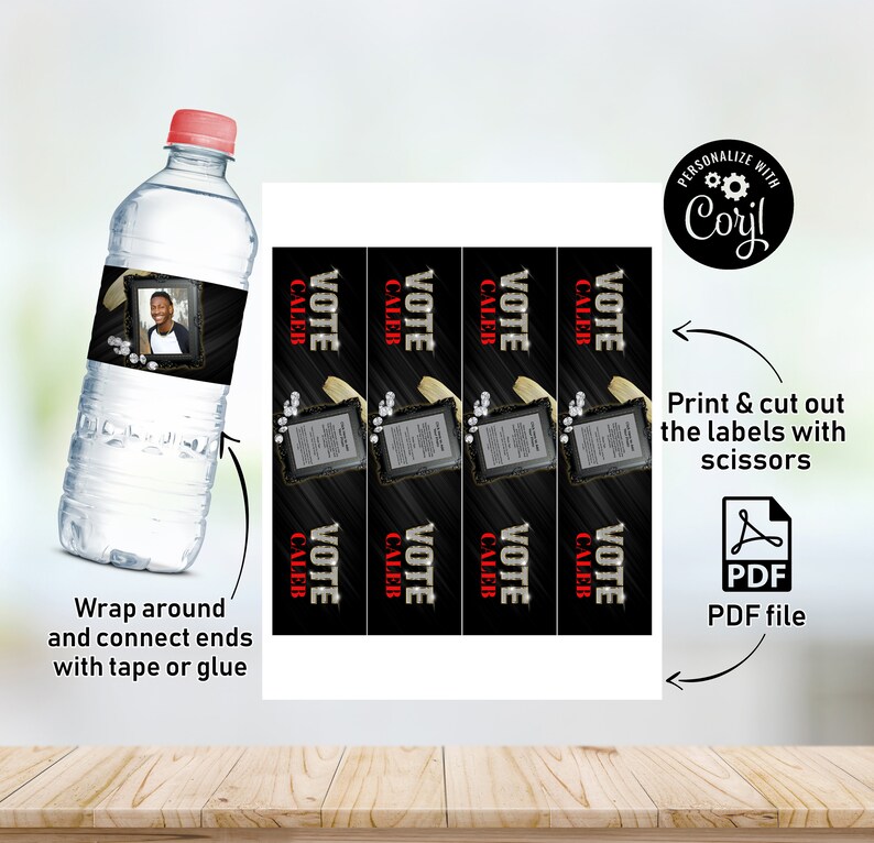 VOTE Homecoming King Water Bottle Labels, Homecoming King, Queen, Hoco ...