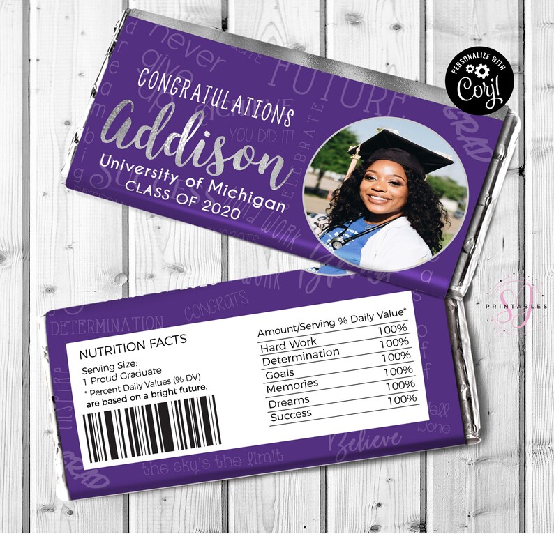 Silver Foil and ANY Other COLOR Congratulations Grad Candy Bar Wrapper ...