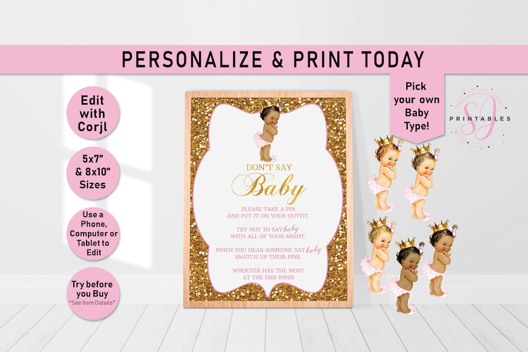 Don't Say Baby Game Printable, Dont Say Baby Sign, Don't Say Baby Baby ...