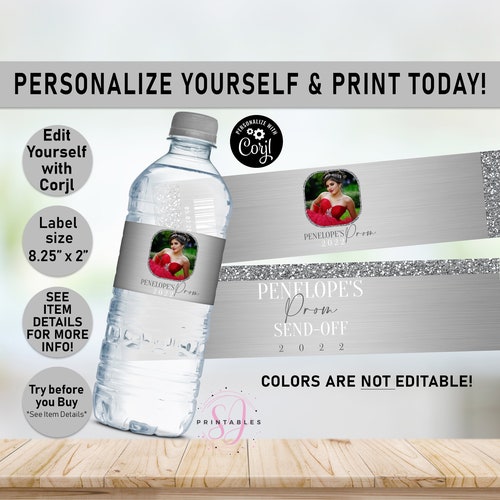 Prom Water Bottle Labels Silver Prom Sendoff Water Bottle Etsy