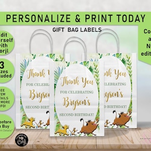Lion King Birthday Gift Bag Label, Gift Bag Labels, The Lion King Party, Favor Bag label, Goodie bags, Simba, Party bag, Lion King Idea, L03
