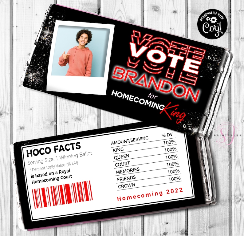 Vote Candy Homecoming VOTE Hershey Candy Wrapper, Any Color, Homecoming King ...