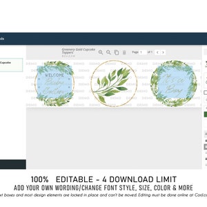 Greenery Baby Shower Cupcake Toppers Rustic Printable Cupcake - Etsy