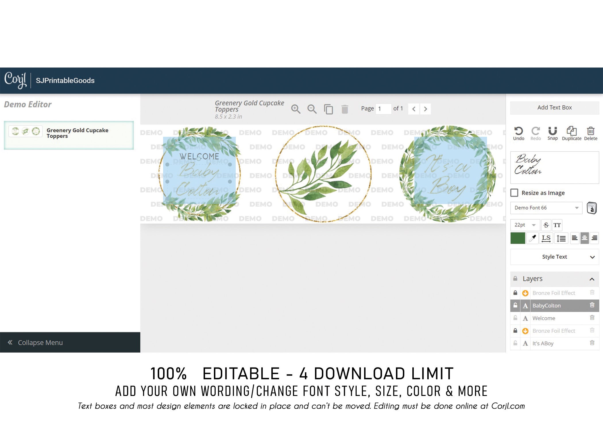 Greenery Baby Shower Cupcake Toppers Rustic Printable Cupcake | Etsy