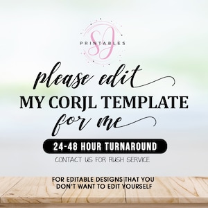 Tariffa di personalizzazione per disegni modificabili, Modifica il mio invito Corjl, etichetta, involucro, carta, invito, etichette, toppers - SJ Printable Goods