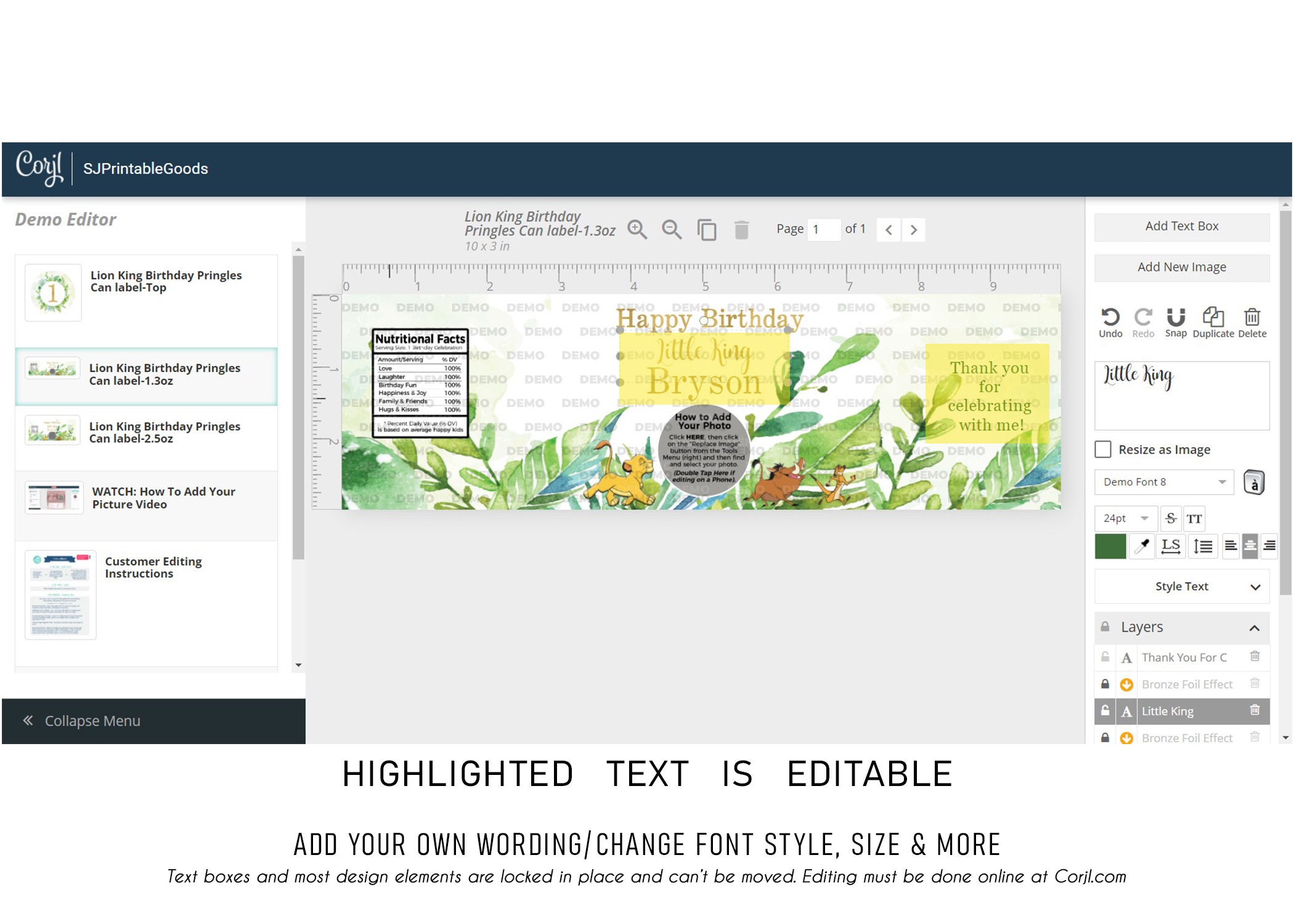 Lion King Simba Birthday Chip Can Label Chip Can Label Chip | Etsy