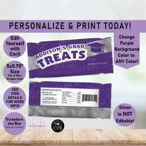 Silver Foil and ANY other COLOR Graduation Rice Krispie Treats, Rice Krispies, 2025 Graduate, Graduation Party, Grad Party Favors, G37
