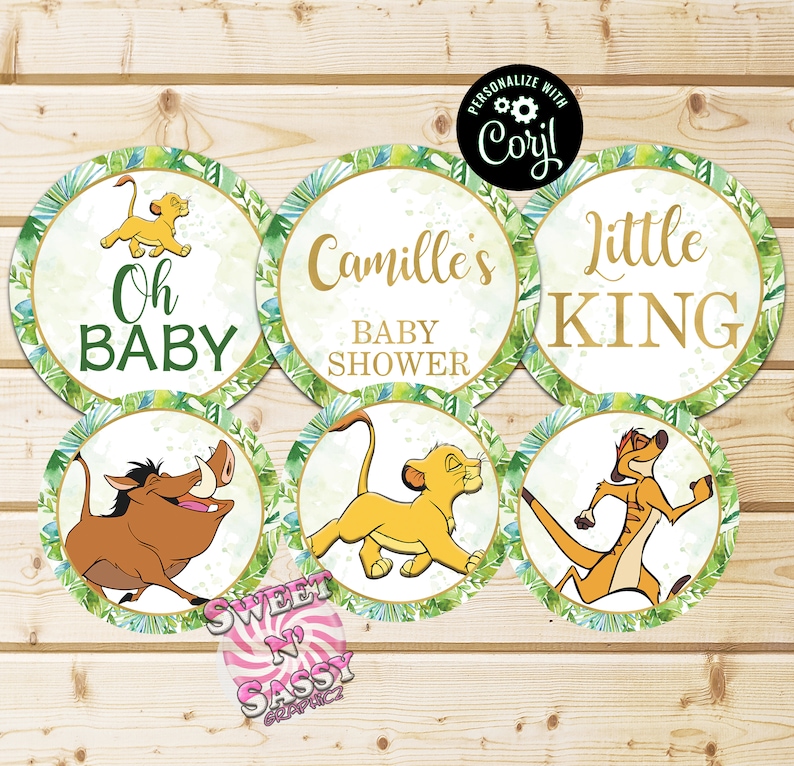 BABY SHOWER Lion King EDITABLE Cupcake Toppers Little King Etsy