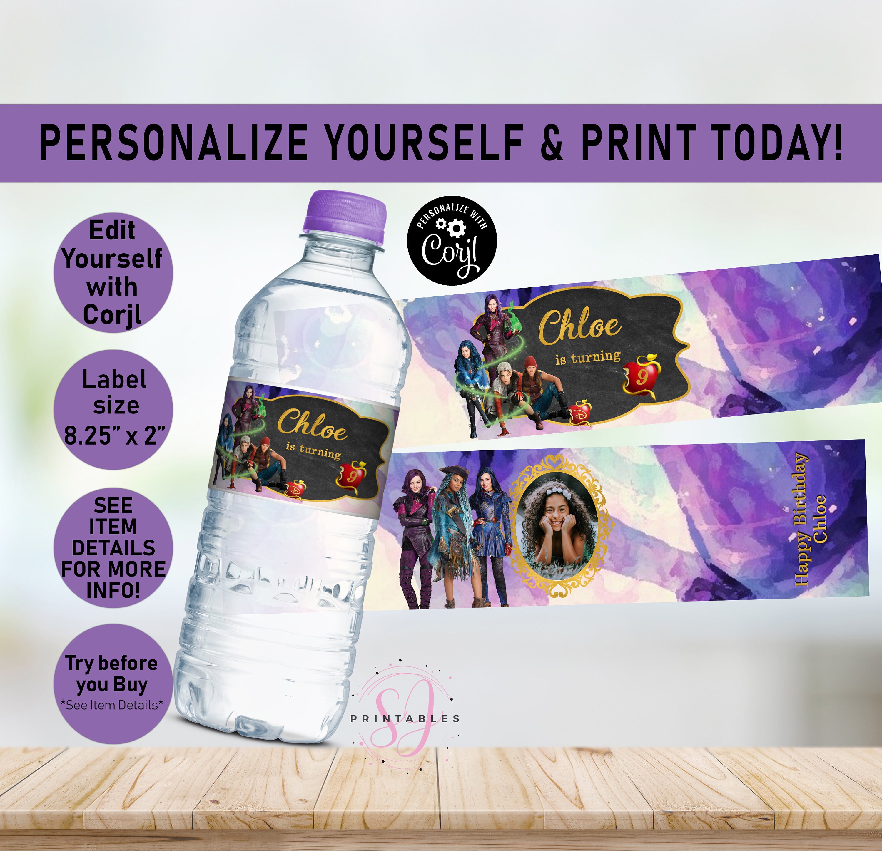 Descendants Wicked World Water Bottle - Customizable