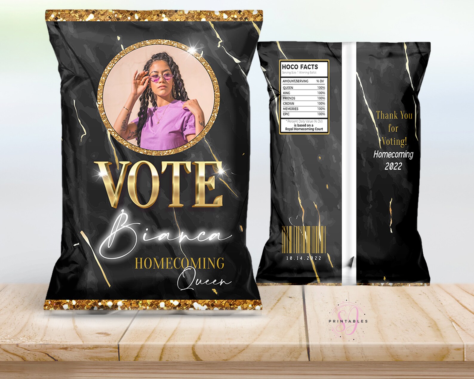Gold and Black Chip Bag Wrapper Favor Etsy
