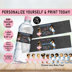 Princesa botella de agua etiqueta bebé niña ducha cumpleaños fiesta brillo  plata estampados envoltorios personalizados