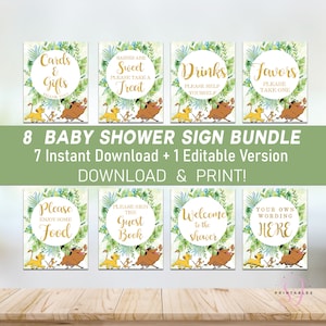 Lion King Baby Shower Signs Bundle Printable, baby Shower decor, Simba, Little King signs, Gold, Baby Shower Signage, Lion King set, L01