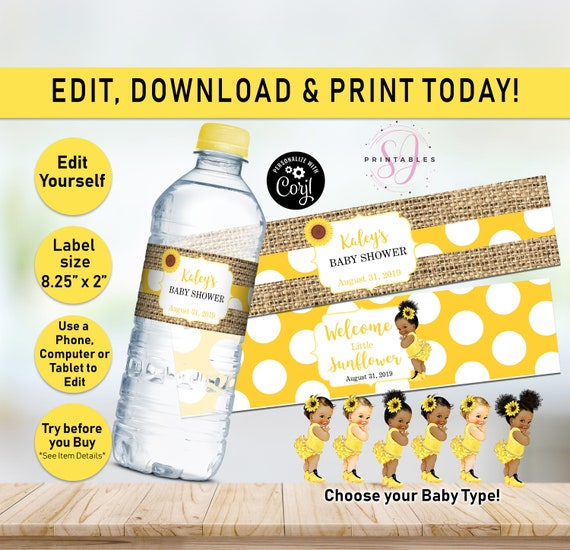 Little Sunflower Water Bottle Label Sunflower Wrapper Baby - Etsy