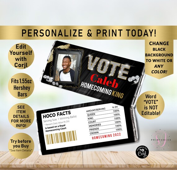 VOTE King Hershey Candy Wrapper Diamonds Gold Etsy