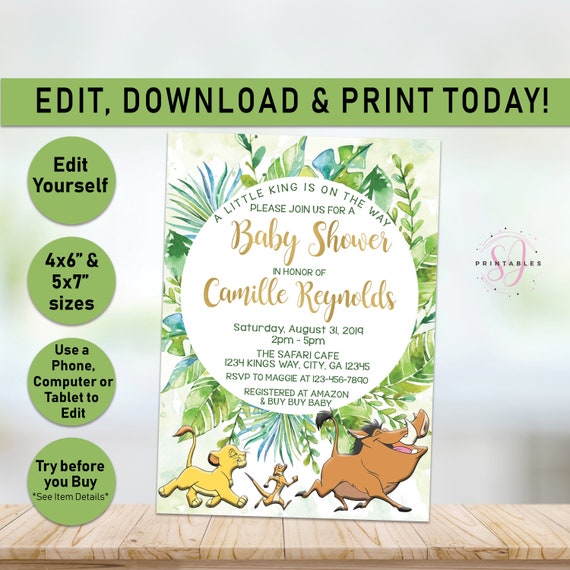 BABY Shower Simba Invitation Lion King Baby Shower Etsy Australia