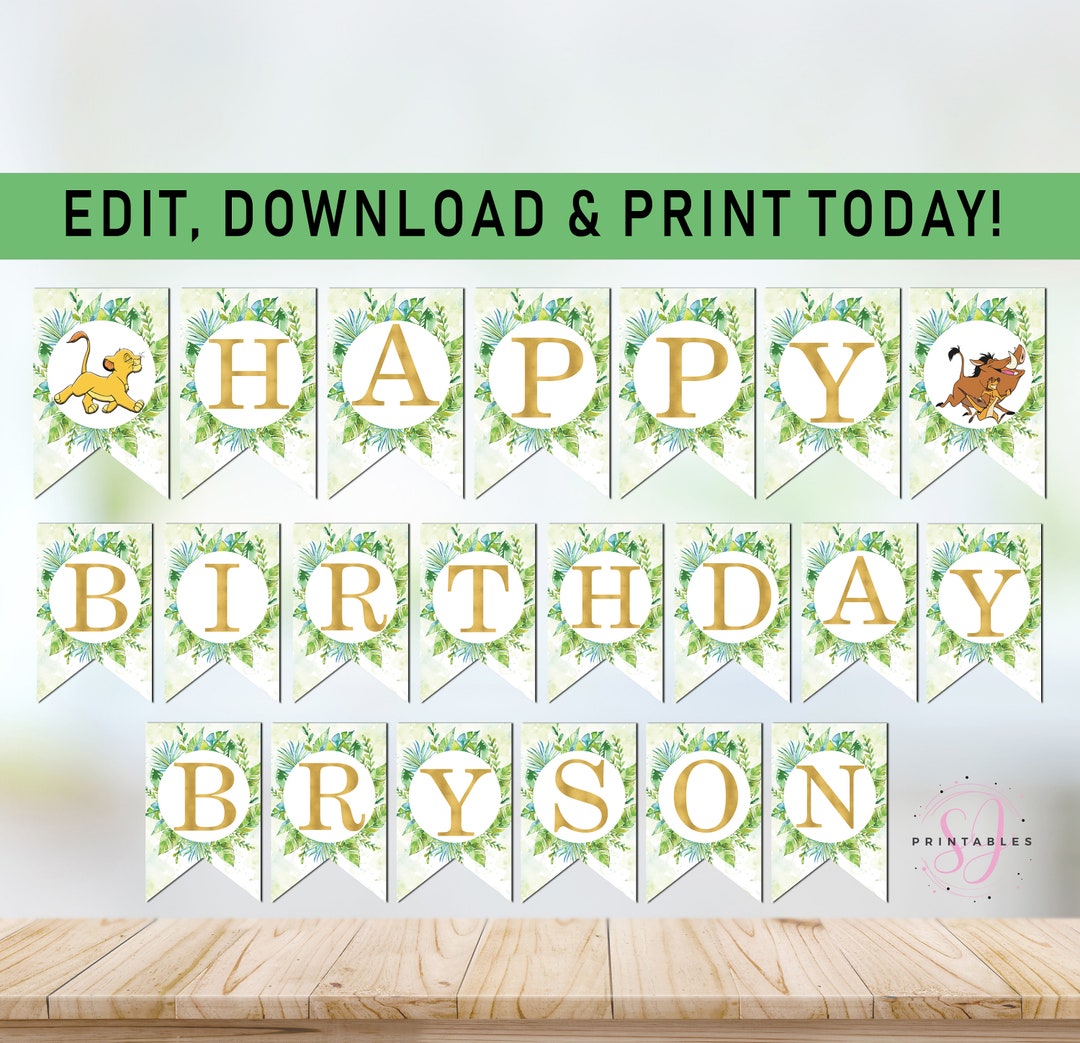 Lion King Birthday Banner, Lion King Bunting, Lion King Decoration ...