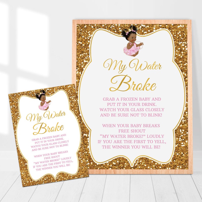 My Water Broke Game Printable Sign Water Broke Game Princess | Etsy