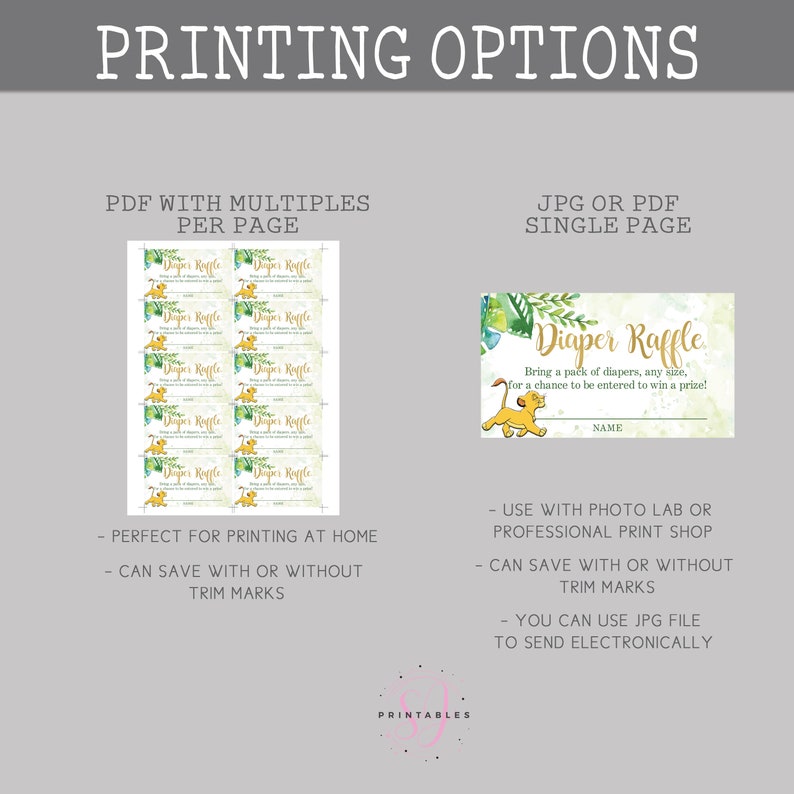 Lion King Baby Shower Editable DIAPER RAFFLE Sign and Ticket - Etsy Canada