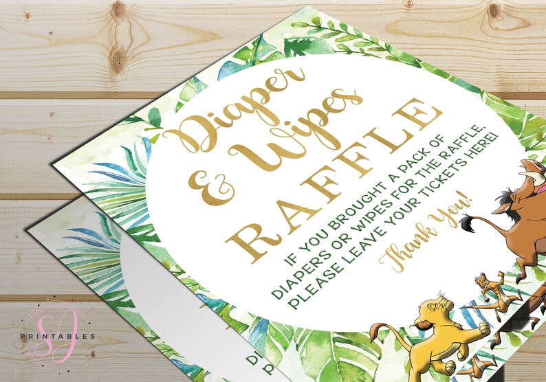 Lion King Baby Shower Diaper AND Wipes Raffle Sign and Card - Etsy