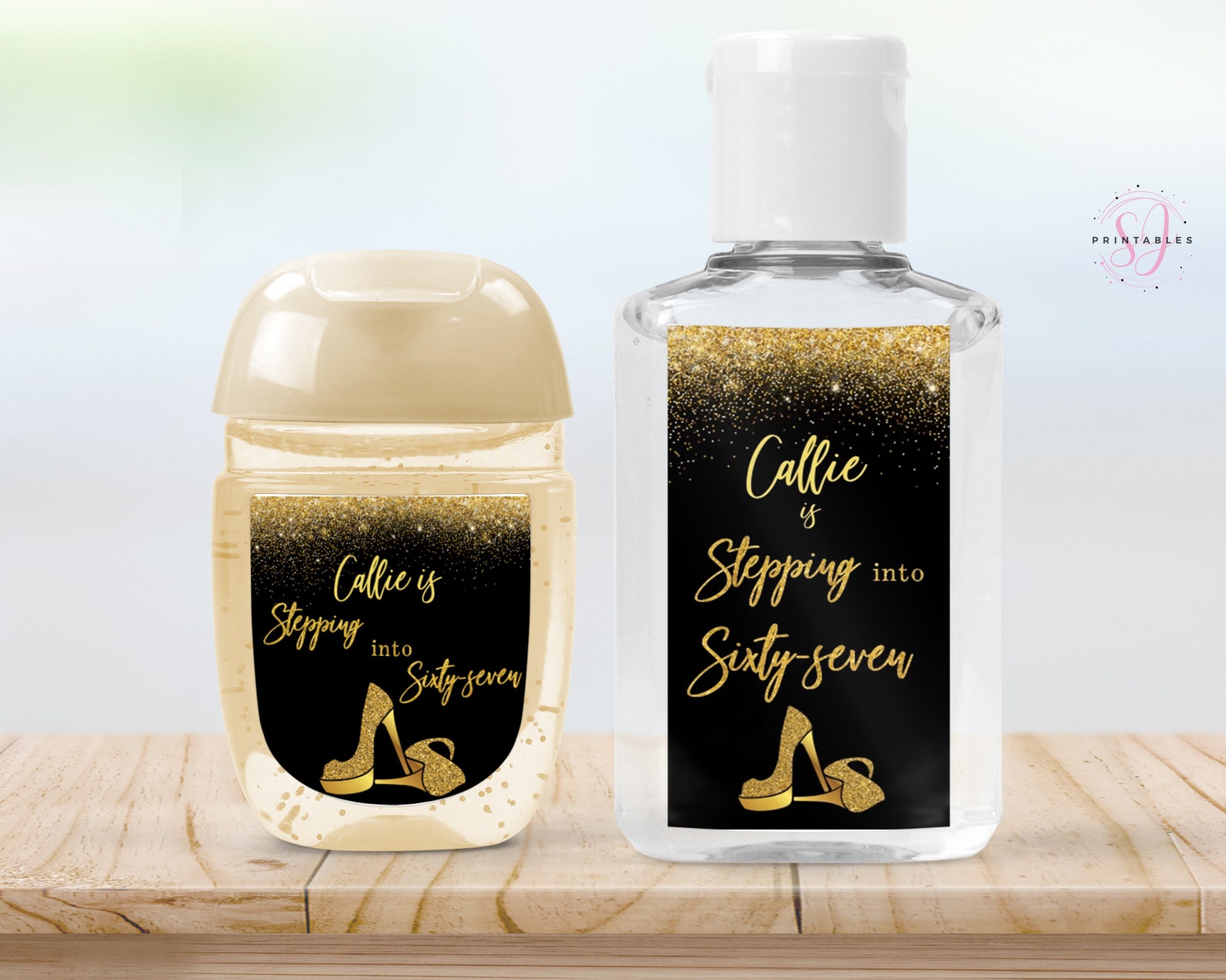 Stepping Into ANY AGE Gold Glitter Hand Sanitizer Bottle Etsy