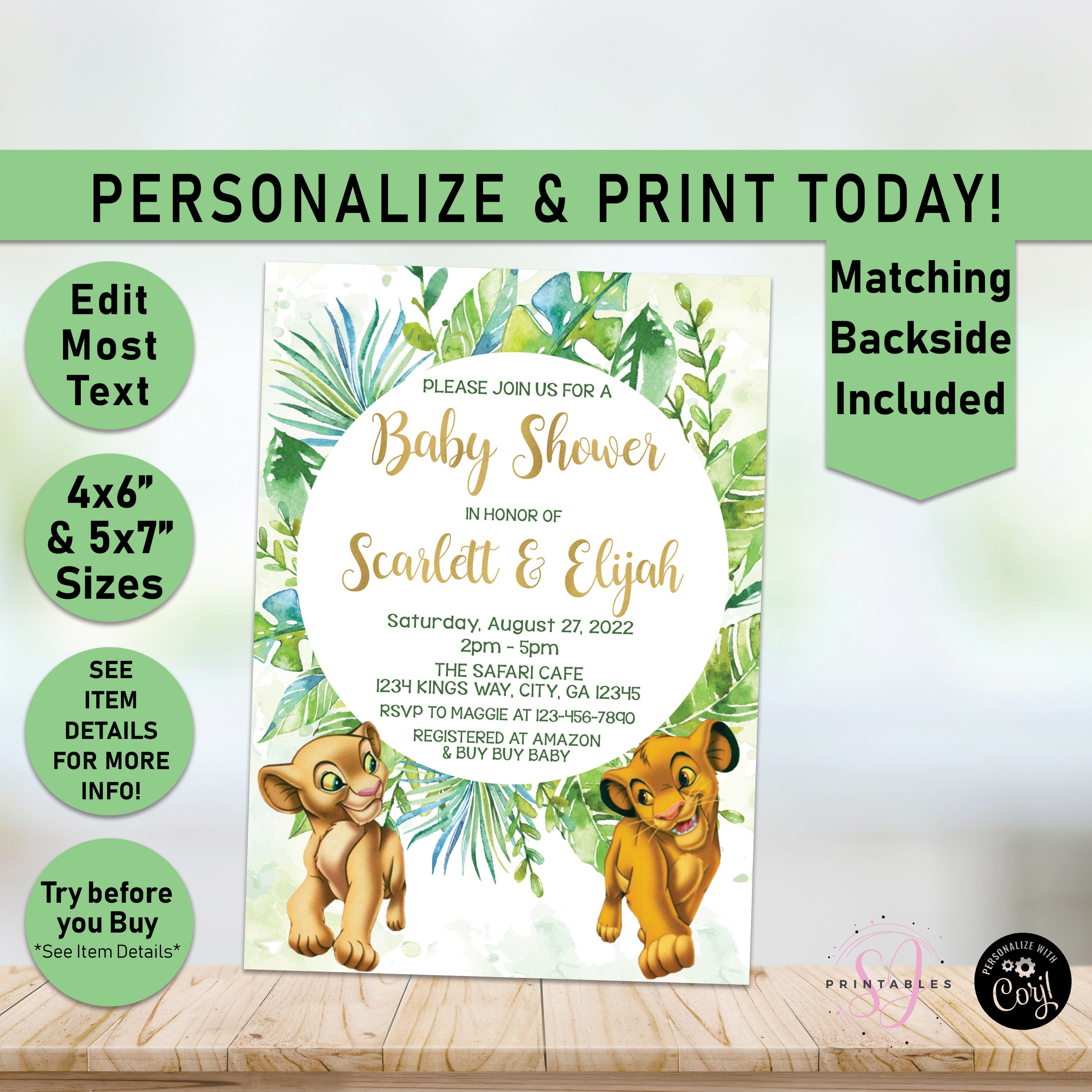 BABY Shower Simba Nala Invitation Lion King Baby Shower Etsy