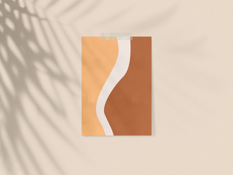 Yellow & Brown Abstract Modern Printable Wall Art Geometrical Forms Etsy