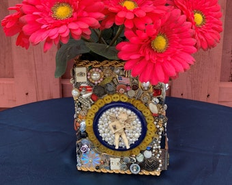 Vintage Mosaic Upcycled Jewelry Basket