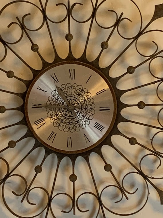 ELGIN メタルアイアン フラワーバーストクロック50s–60s頃 約60cm ELGIN メタルアイアン フラワーバーストクロック50s–60s頃 約60cm