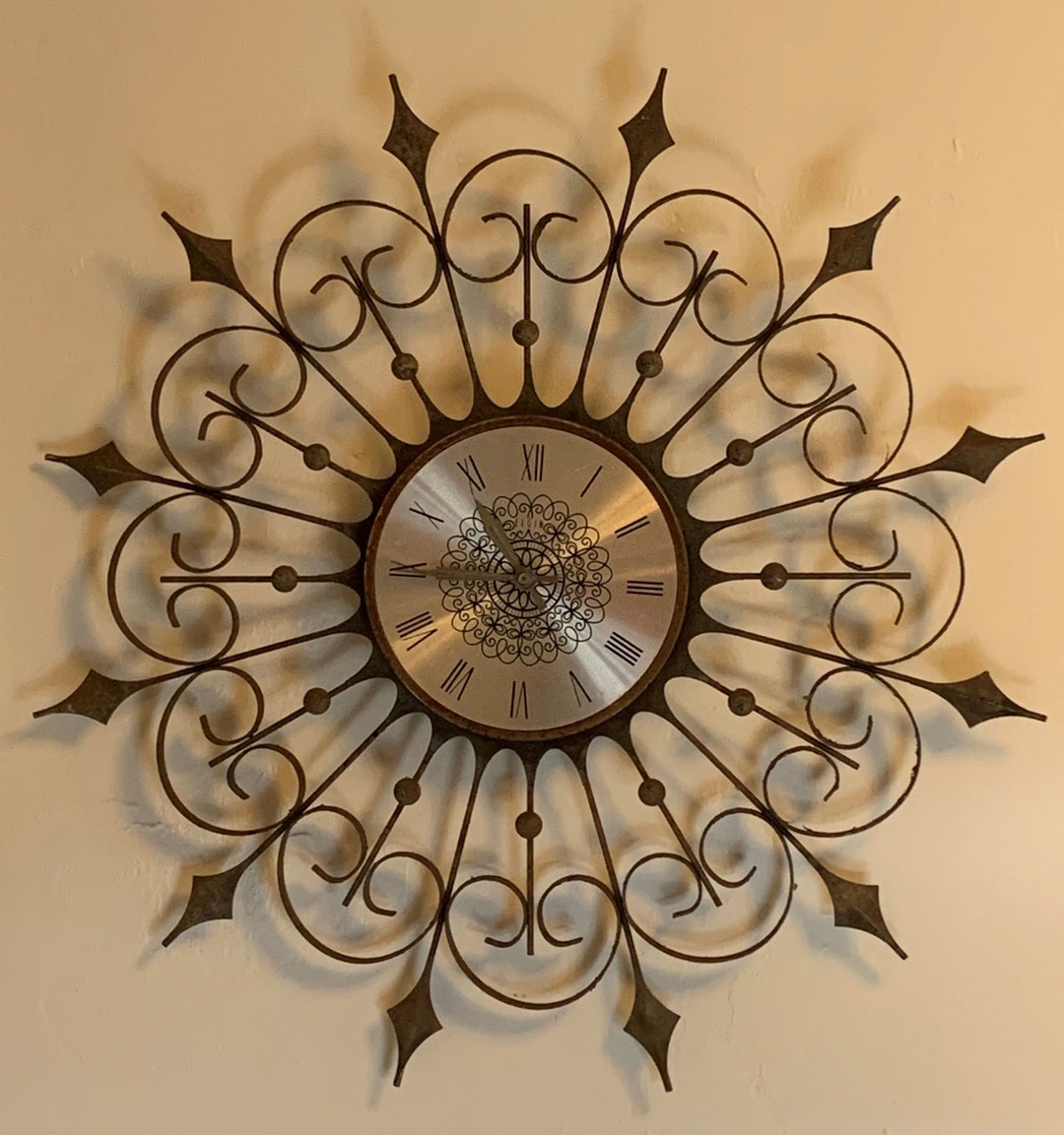 ELGIN メタルアイアン フラワーバーストクロック50s–60s頃 約60cm Sunburst Clock 