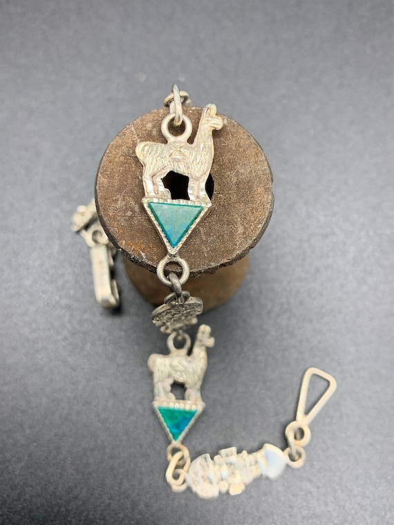 Vintage 950 Silver with Green Chrysocolla Llama or