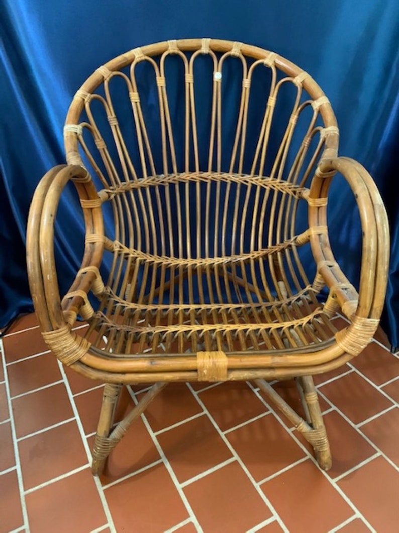 Vintage Mid Century Pier 1 Rattan Chair With Bonus Rattan - Etsy