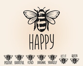 Bee Happy Svg Etsy