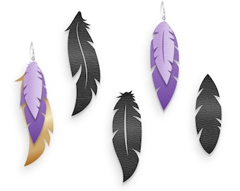 Feather Earrings SVG, leather earring svg, feather earring template, leather earring cut files for cricut and silhouette