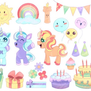 Happy Birthday Clip art, Birthday clipart, Unicorn Birthday, Unicorn party, Nursery, unicorn clipart, Birthday Cake, Invitation, Boy, Girl