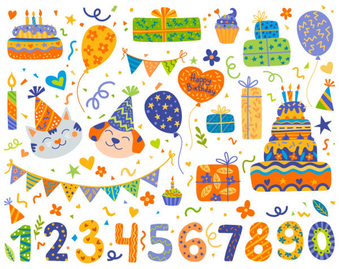 Happy Birthday Clip Art, Birthday Clipart, Birthday Cake, Balloon, Cat