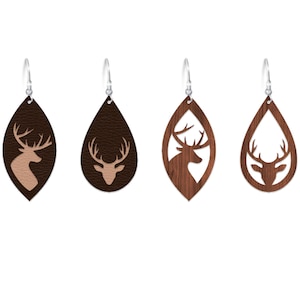 Deer Leather Earrings svg, Buck earring svg, Deer teardrop earrings template, Earrings for Cricut, Earrings for Silouette