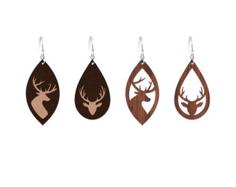 Deer Leather Earrings svg, Buck earring svg, Deer teardrop earrings template, Earrings for Cricut, Earrings for Silouette