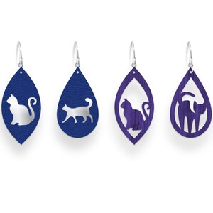 Cat earrings svg, dxf, Cat pendant svg, Cat necklace svg, Cat Leather earrings svg, Earrings for Cricut and Silouette