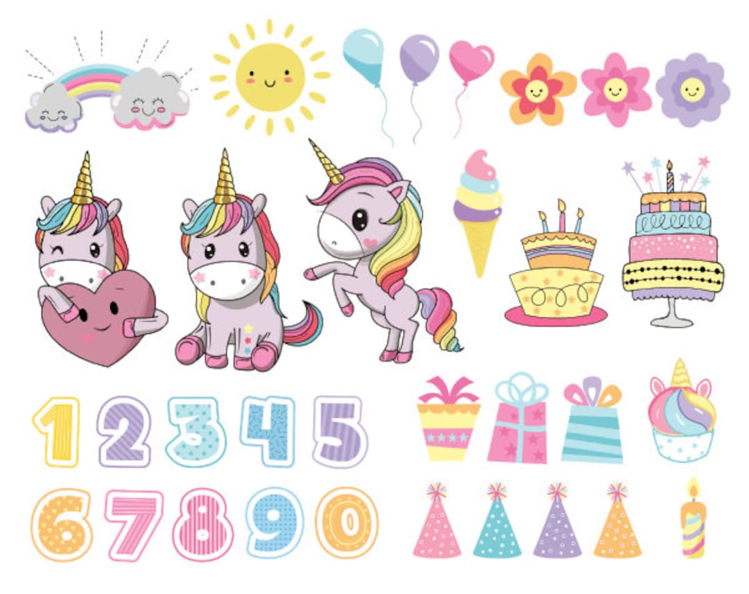Happy Birthday Clip Art, Birthday Clipart, Unicorn Birthday, Unicorn ...