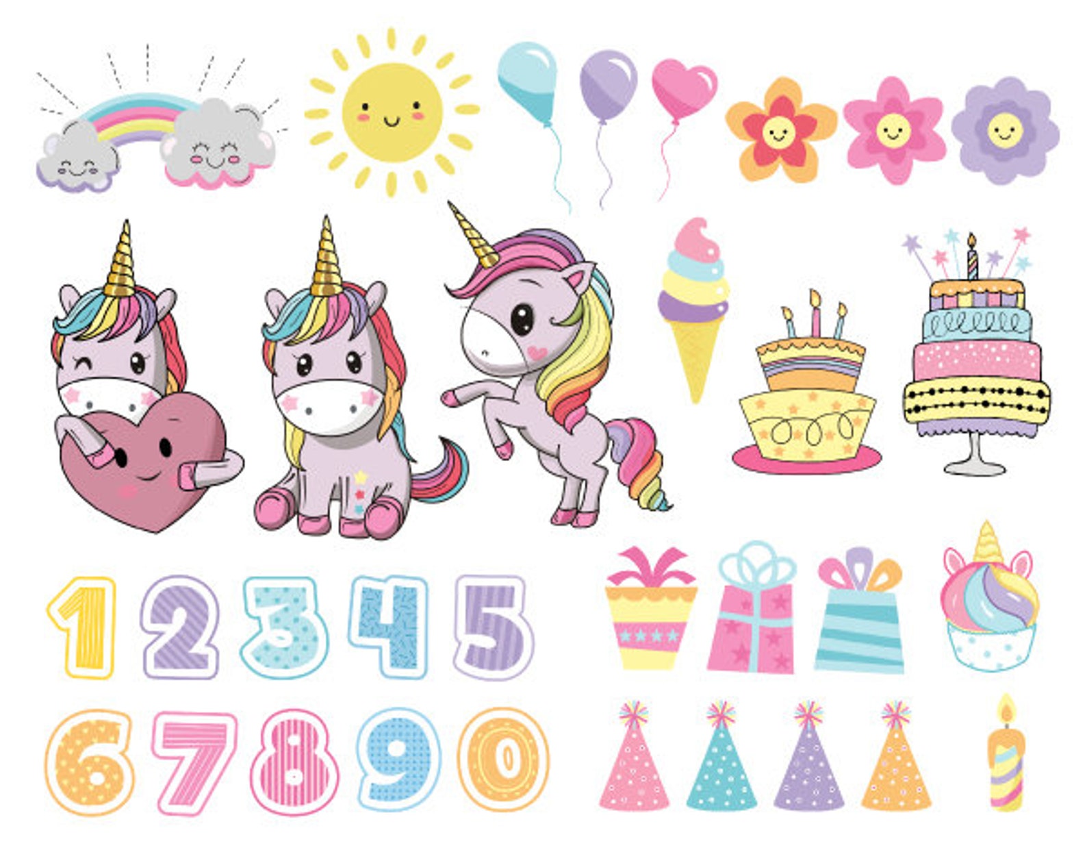 Happy Birthday Clipart Unicorn Printable
