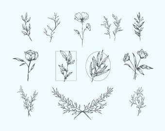 SVG Flower Text Dividers, Flower SVG, Flourishes, Flower cut files, Flower clip art, Flower laser cut, Leaf svg, Ornament SVG, Wreaths